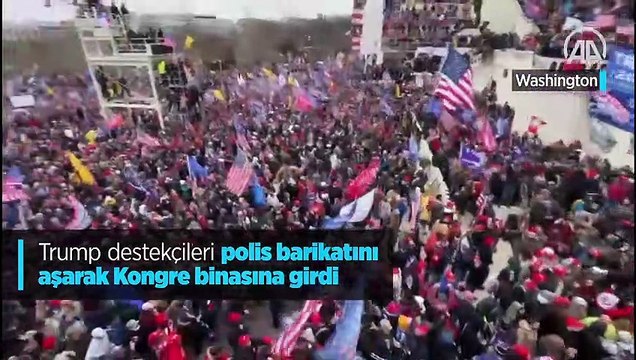ABD'de Trump destekçileri polis barikatını aşarak Kongre binasına girdi