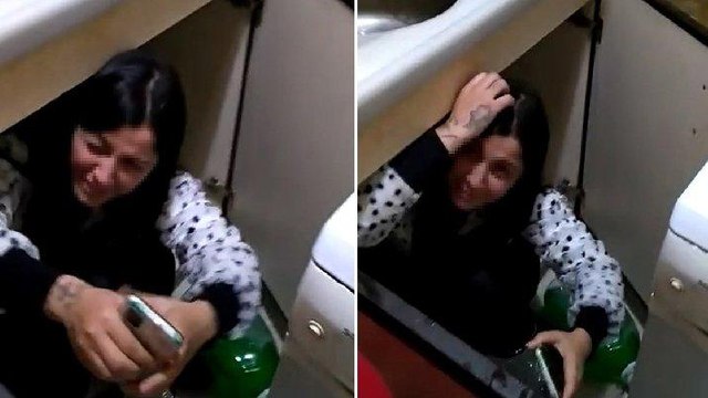 Polisleri görünce mutfak dolabına saklandı