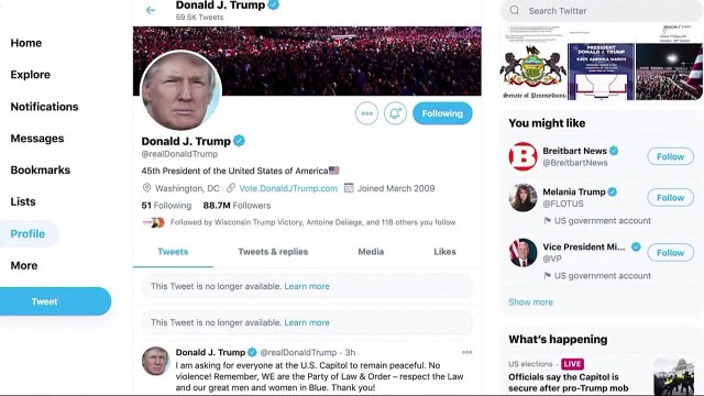 트위터·페이스북 등 트럼프 계정 차단·동영상 삭제 긴급 조치 / YTN
