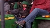 International shooter Poonam rides tractor in Kisan rally