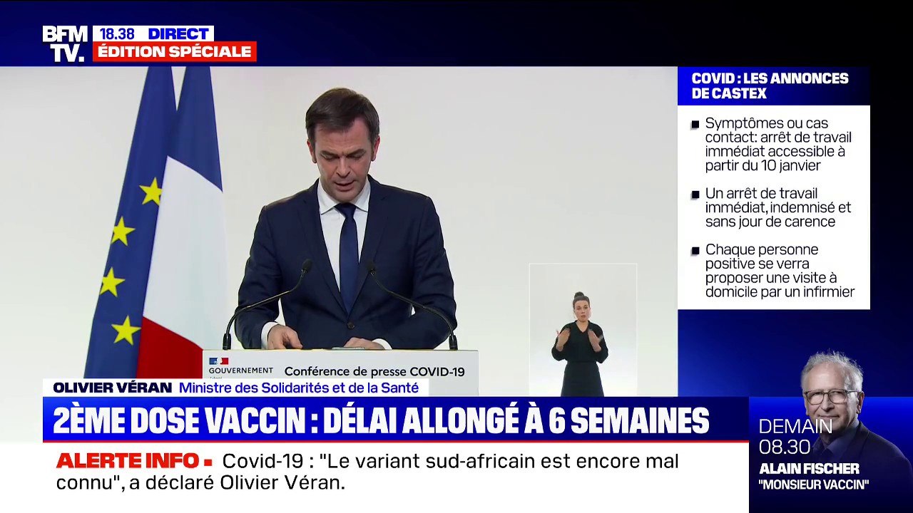 Vaccination des plus de 75 ans: Olivier Véran annonce qu'il sera possible de prendre rendez-vous par téléphone ou par internet dès le 14 janvier