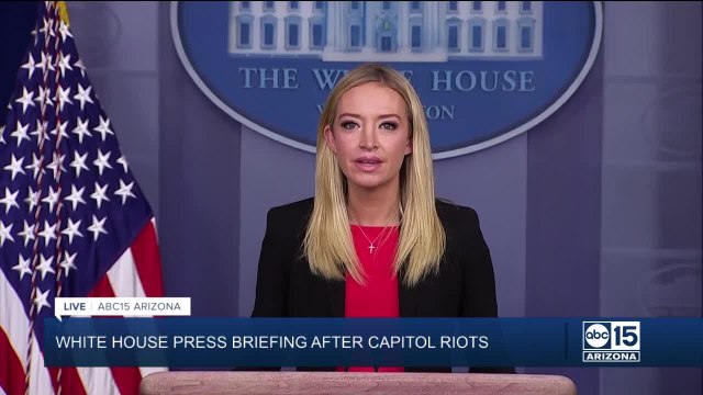 White House Press Secretary Kayleigh McEnany reads statement after riot at US Capitol