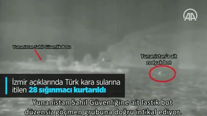 İzmir açıklarında Türk kara sularına itilen 28 sığınmacı kurtarıldı