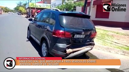 Siniestro vial que involucró a tres vehículos sobre avenida Tambor de Tacuarí