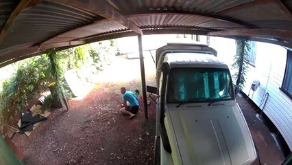 Uncle Trying to Parkour Falls From Roof