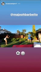 Lucas Ocampos y su particular forma de entrenar el toque con su pareja