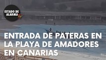 ENTRADA de PATERAS en la PLAYA DE AMADORES (CANARIAS)