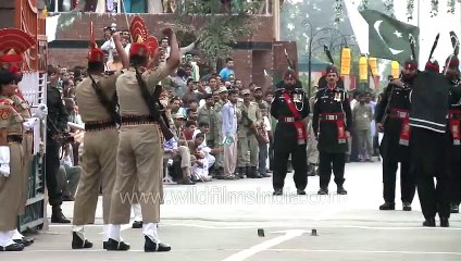Cut throat competition at Wagah Border during flag down ceremony