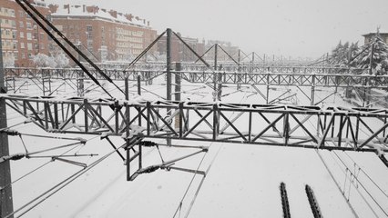 La estación de Méndez Álvaro se viste de blanco sin tráfico de trenes