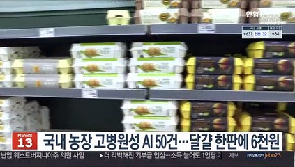 국내 농장 고병원성 AI 50건…달걀 한판에 6천원