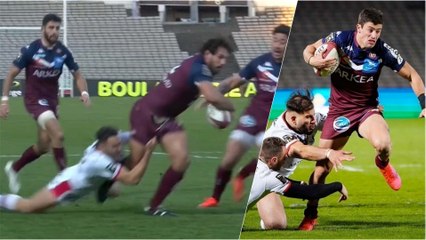La magnifique chistera de Lamerat offrant le premier essai en TOP 14 de Bautista Delguy