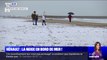 Tempête Filomena: les Héraultais découvrent les plages enneigées