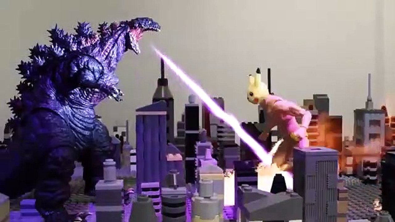 Pexachu vs Godzilla (Stop motion)