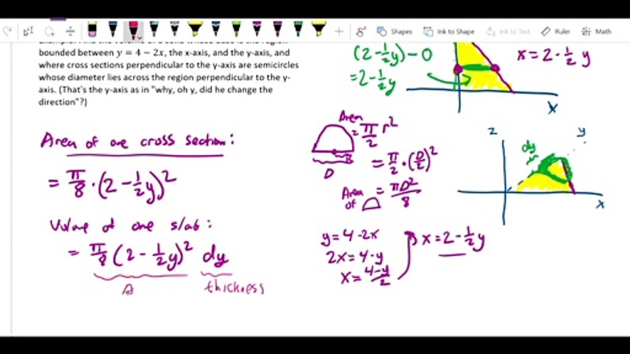 Volume by slicing - base 2 y direction