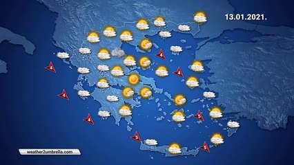 Η πρόγνωση του καιρού για την Τετάρτη 13-01-2021