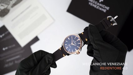 Meccaniche Veneziane Automatic Watch Redentore 4.0 IP Rose Gold Bezel Leather Strap 1301012