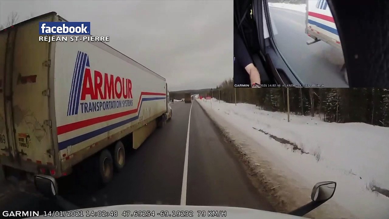 ROUTE 185 | Un camionneur effectue un dépassement dangereux