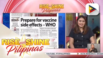 HEADLINES: WHO, nagpaalala na maghanda sa magiging side effects ng COVID-19 vaccine