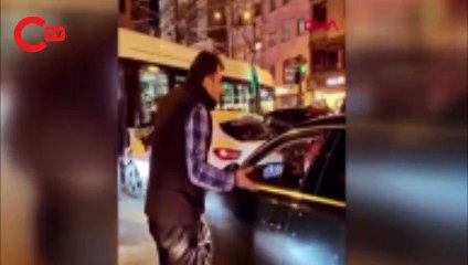 Trafikte tekmeli tokatlı kavga anı kamerada