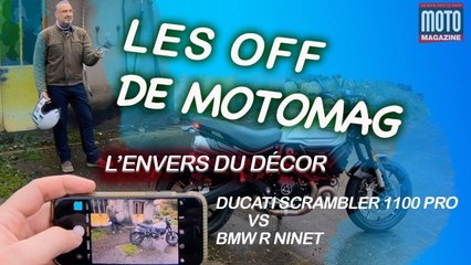 Video herunterladen: Les Off de Moto Magazine - dans les coulisses du comparo BMW NineT & Ducati Scrambler 1100