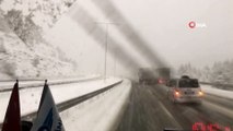Bartın-Karabük karayolu yoğun kar yağışı altında