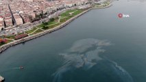 Hamsi avının yasaklanmasının ardından Marmara Denizi’ndeki dev petrol sızıntısı böyle görüntülendi
