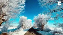 Cette route de campagne sous la neige en Espagne est magnifique