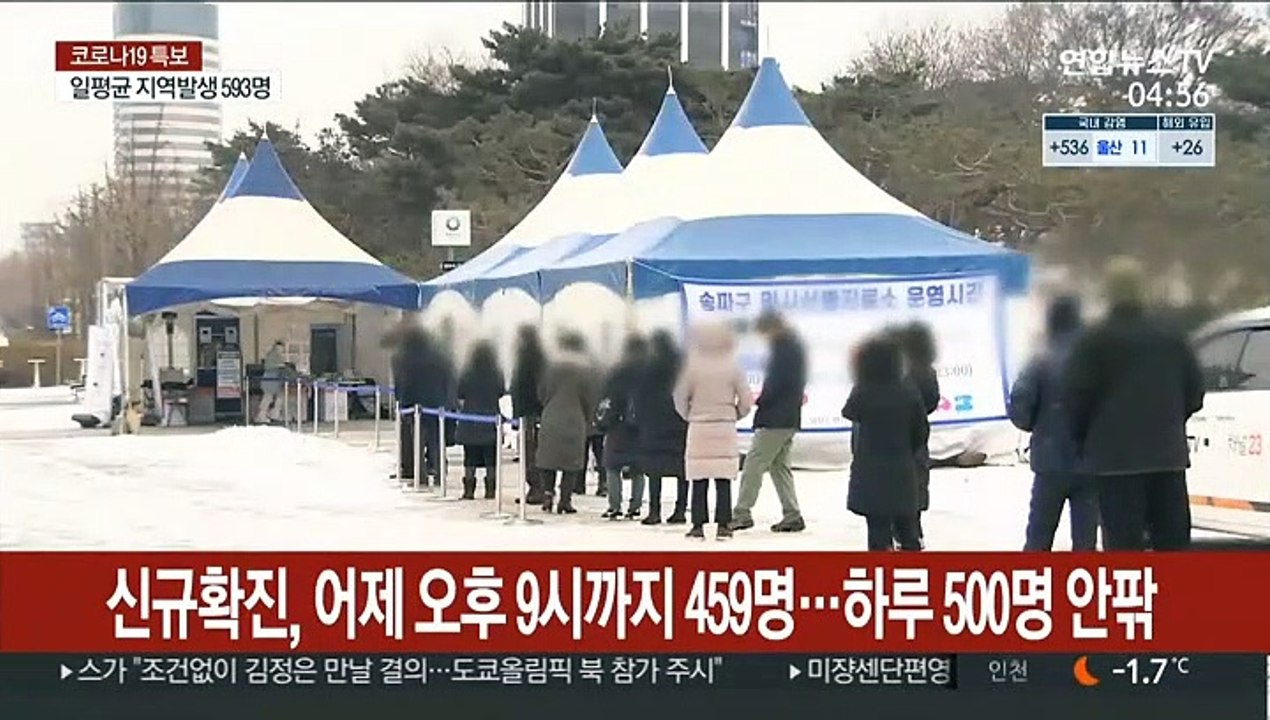 신규확진, 어제 오후 9시까지 459명…하루 500명 안팎