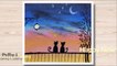 How to draw beautiful night painting with Cat and moon light __ Pallavi Drawing