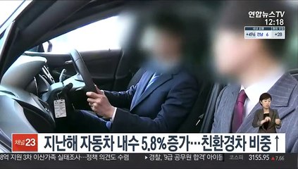 지난해 자동차 내수 5.8％ 증가…친환경차 비중↑
