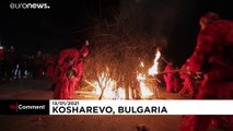 Bulgarian villagers chase away evil with bonfire feast and dancing