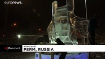 شاهد مسابقة النحت على الجليد في روسيا