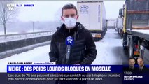 Des poids lourds bloqués sur la route en Moselle à cause de la neige