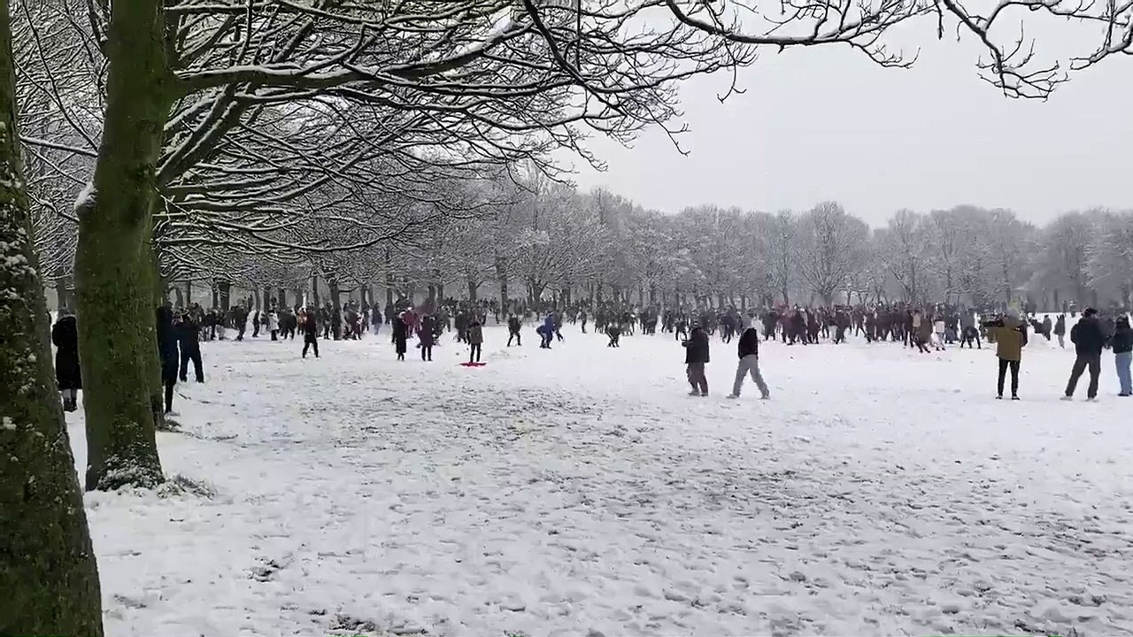 Snowball fight on Woodhouse Moor
