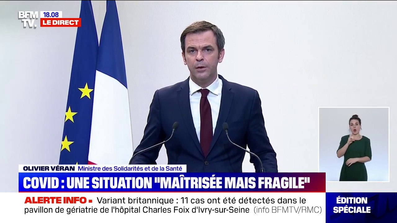 Olivier Véran sur le variant britannique: "Chaque jour, il y aurait entre 200 et 300 nouvelles contaminations" en France