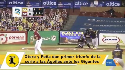 Otero y Peña dan primer triunfo de la serie a las Águilas ante los Gigantes