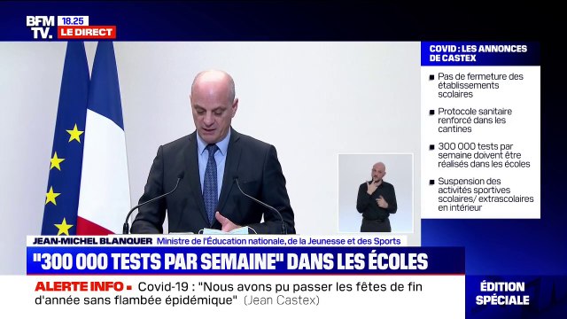 Jean-Michel Blanquer: Toutes les pratiques sportives d'intérieur sont suspendues en milieux scolaire et extrascolaire