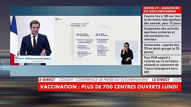 Olivier Véran «Les vaccinations se feront progressivement au rythme de nos livraisons (…) A la fin du mois de février, nous aurons les doses pour vacciner 2,5 millions de français»