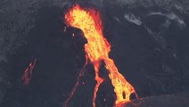 Molten rock pours into lava lake inside Kilauea volcano