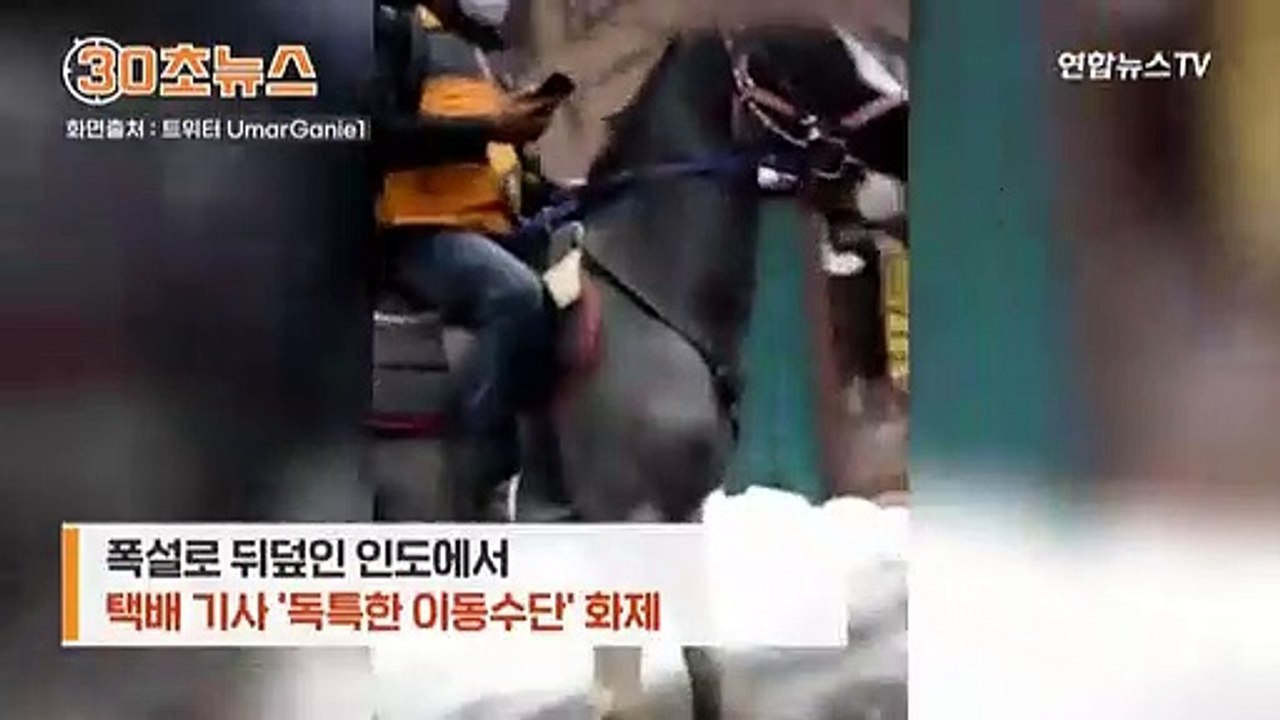 [30초뉴스] 폭설 내린 인도…택배기사가 선택한 이동 수단은