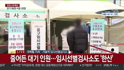 확진자 감소세…서울역 임시선별검사소 '한산'