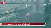 E-5 Karayolu beyaza büründü