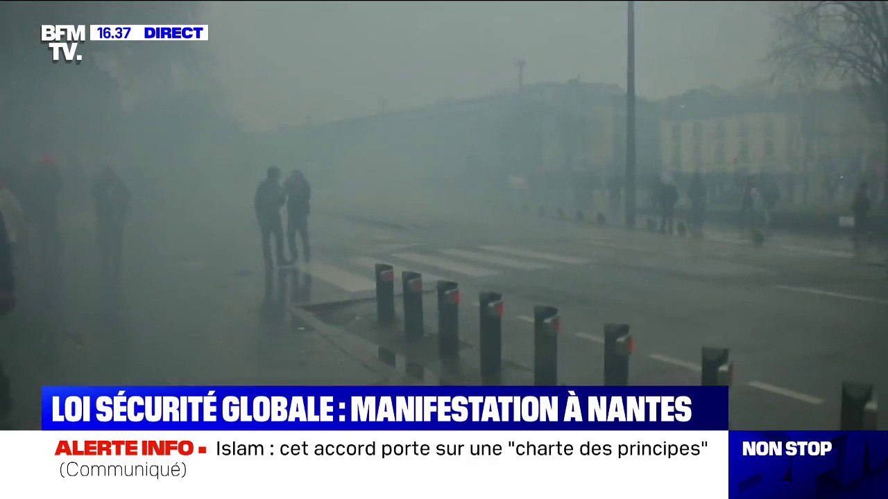 Loi Sécurité globale: des tirs de gaz lacrymogène en fin de manifestation à Nantes