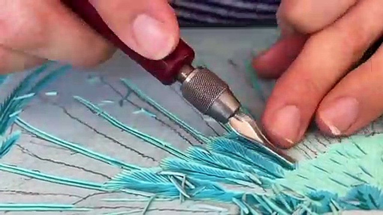 Sculpture dans de la peinture acrylique