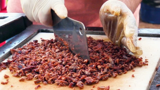 7-layer tacos and blue corn quesadillas from Villas Tacos in LA