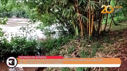 Las lluvias en las altas cuencas provocaron la crecida del Pepirí guazú en Eldorado