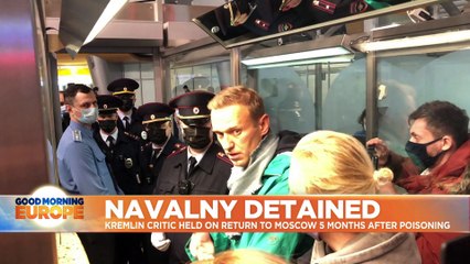 What happened in the moments before Alexei Navalny was arrested in Russia?