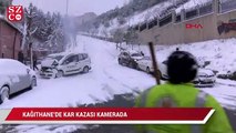 Kağıthane'de kar kazaları kamerada