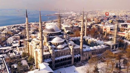 Tarihi Yarımada’da hayran bırakan kar manzarası