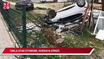 Takla atan otomobilden sağ çıktı